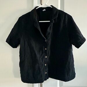 Gauzy Black Button-Up Short Sleeve Shirt